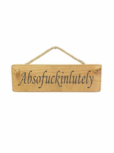 Absofuckinlutely Wooden Hanging Wall Art Gift Sign