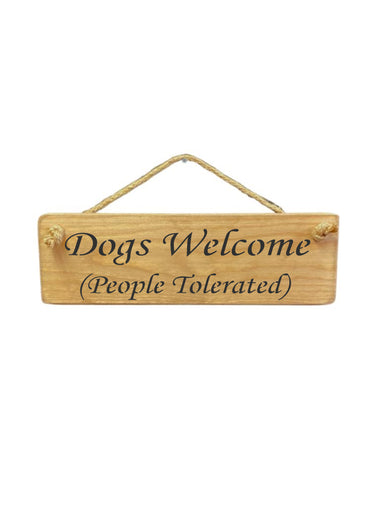 Dogs Welcome Wooden Hanging Wall Art Gift Sign