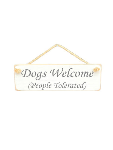 Dogs Welcome Wooden Hanging Wall Art Gift Sign