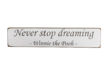 Never stop dreaming -  Winnie the Pooh - 45cm wood sign